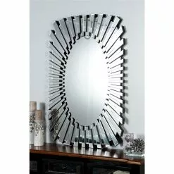 Grayson Lane 31.38-in L X 47.5-in W Glam Oval Clear Framed Wall Mirror
