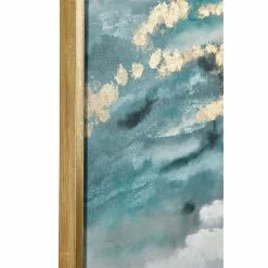 Grayson Lane Gold Wood Framed 47.5-in H X 35.5-in W Abstract Blue Canvas Painting