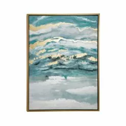 Grayson Lane Gold Wood Framed 47.5-in H X 35.5-in W Abstract Blue Canvas Painting -GRAYSON LANE SHOP 330901981 MainImage 001