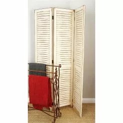 Grayson Lane 3-Panel Cream Wood Folding Farmhouse Style Room Divider