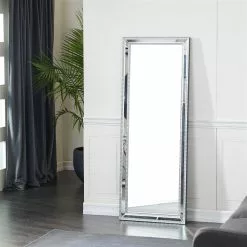 Grayson Lane 636-in L X 23.63-in W Glam Rectangle Silver Framed Wall Mirror