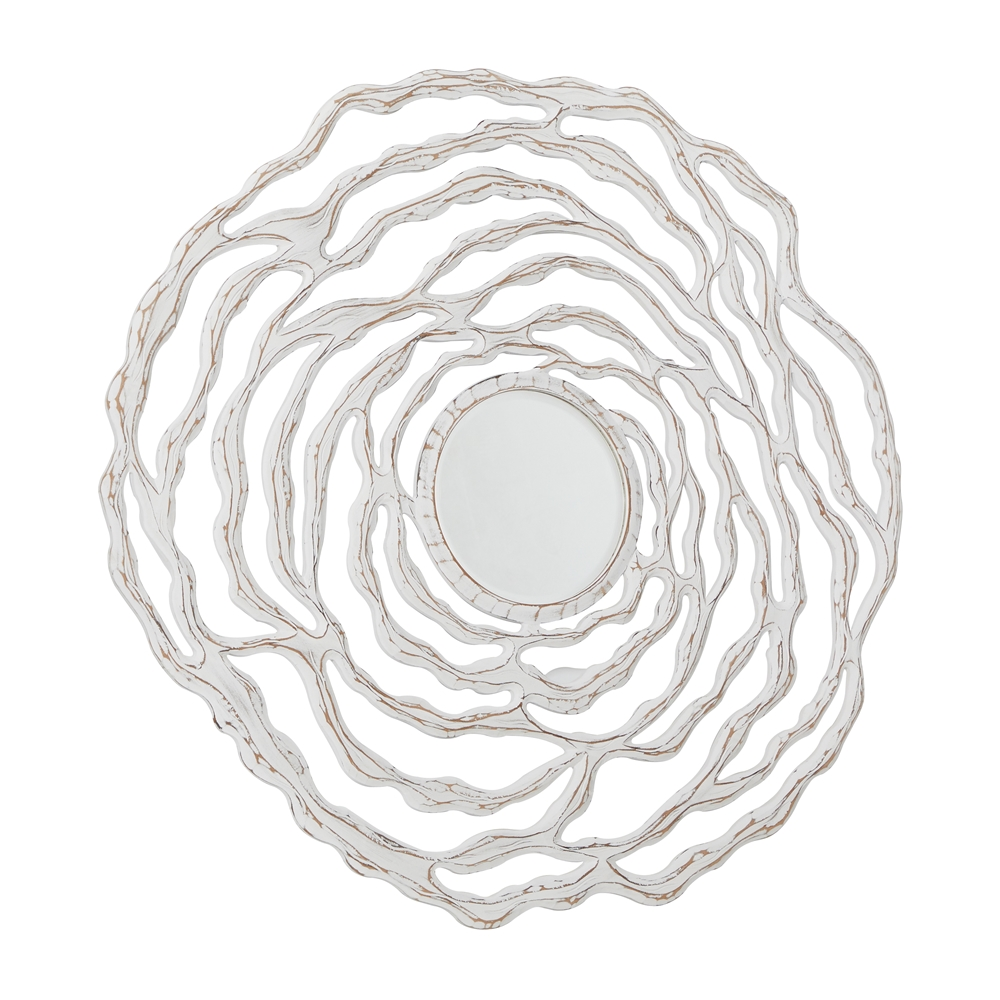 Grayson Lane 45-in L X 45-in W Coastal Round White Framed Wall Mirror 4 Grayson Lane 45-in L X 45-in W Coastal Round White Framed Wall Mirror - Image 4
