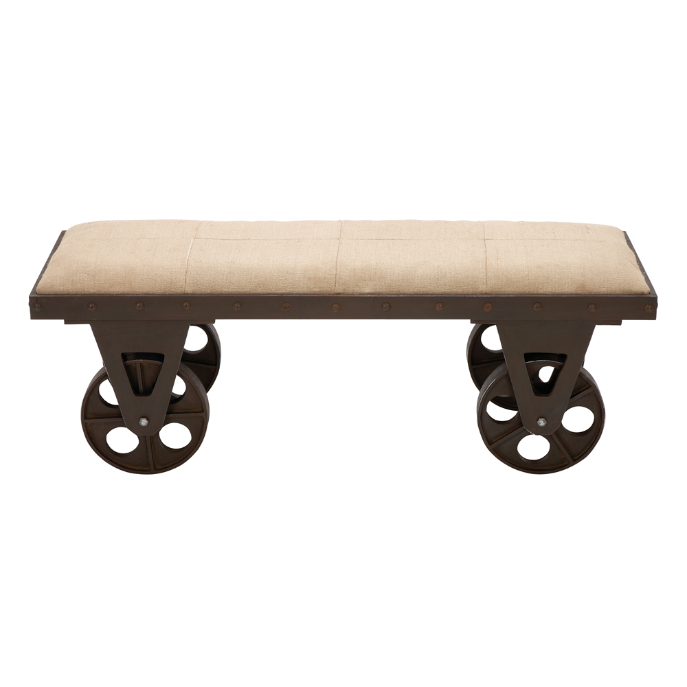 Grayson Lane Industrial Beige Accent Bench 4 Grayson Lane Industrial Beige Accent Bench - Image 4
