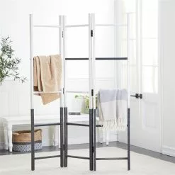 Grayson Lane 3-Panel White Metal And Wood Folding Country Style Room Divider -GRAYSON LANE SHOP 330902013 AlternateImage1