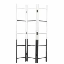 Grayson Lane 3-Panel White Metal And Wood Folding Country Style Room Divider