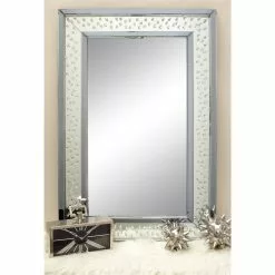 Grayson Lane 47.25-in L X 31.5-in W Glam Rectangle Blue Framed Wall Mirror