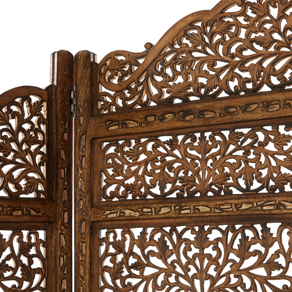 Grayson Lane 4-Panel Brown Wood Traditional Style Folding Room Divider 6 Grayson Lane 4-Panel Brown Wood Traditional Style Folding Room Divider - Image 6