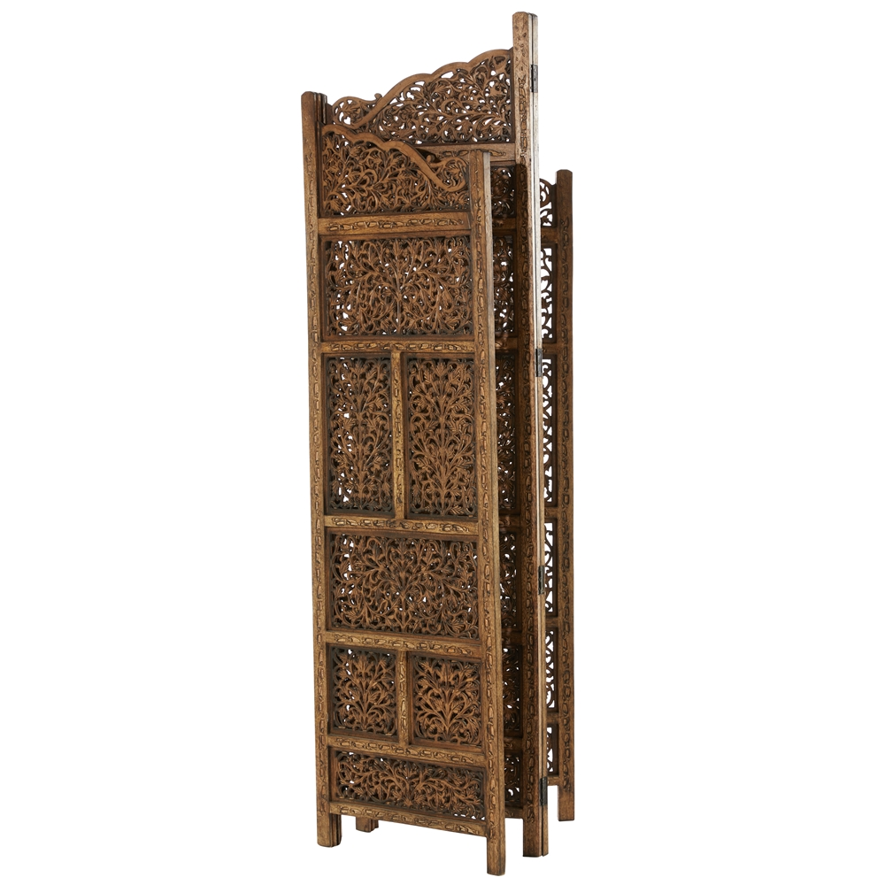 Grayson Lane 4-Panel Brown Wood Traditional Style Folding Room Divider 5 Grayson Lane 4-Panel Brown Wood Traditional Style Folding Room Divider - Image 5