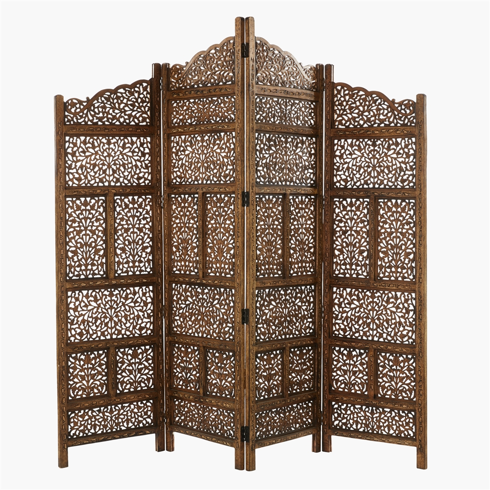 Grayson Lane 4-Panel Brown Wood Traditional Style Folding Room Divider 2 Grayson Lane 4-Panel Brown Wood Traditional Style Folding Room Divider - Image 2