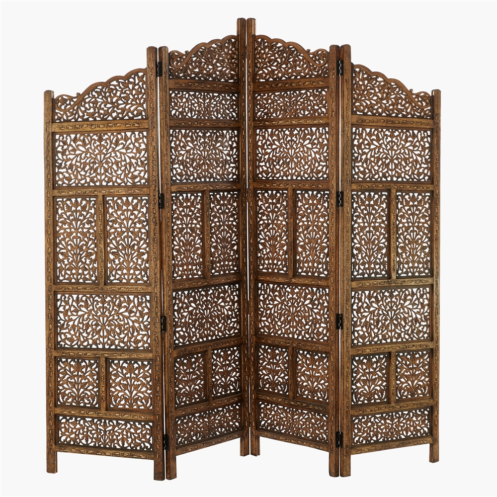 Grayson Lane 4-Panel Brown Wood Traditional Style Folding Room Divider 3 Grayson Lane 4-Panel Brown Wood Traditional Style Folding Room Divider - Image 3