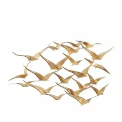 Grayson Lane 21-in H X 47-in W Gold Metal Coastal Birds Wall Accent