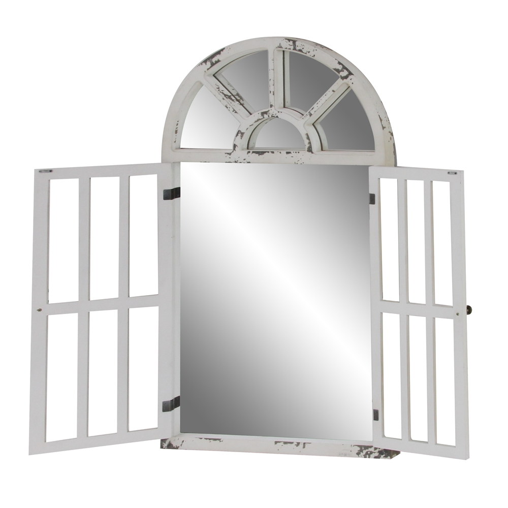 Grayson Lane 46-in L X 26-in W Vintage Arch White Framed Wall Mirror 1 Grayson Lane 46-in L X 26-in W Vintage Arch White Framed Wall Mirror