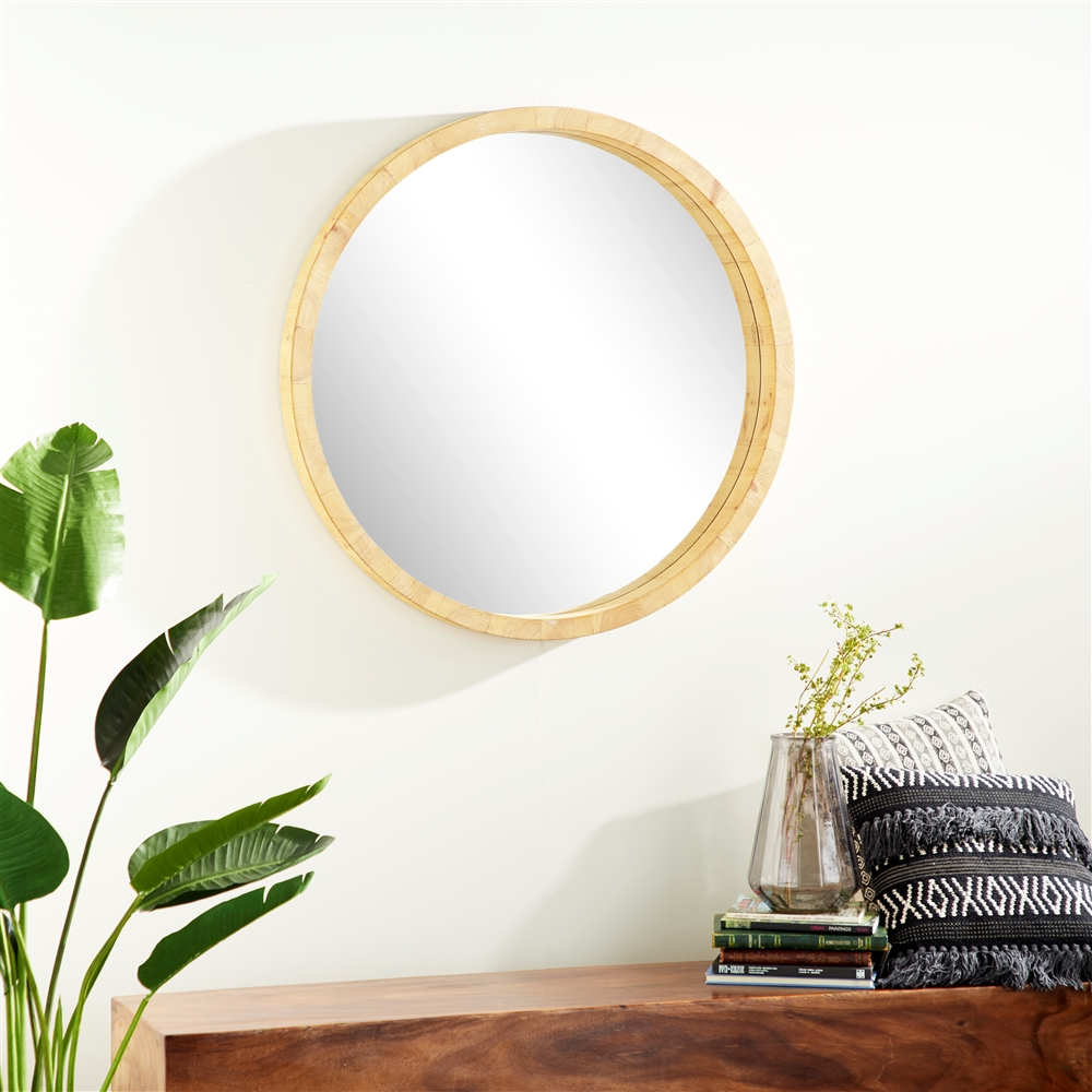 Grayson Lane 39.5-in L X 39.5-in W Natural Round Brown Framed Wall Mirror 3 Grayson Lane 39.5-in L X 39.5-in W Natural Round Brown Framed Wall Mirror - Image 3