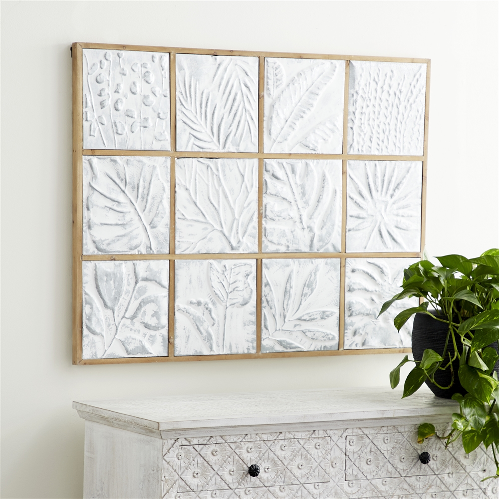 Grayson Lane Grey Wood Framed 32-in H X 43-in W Floral Metal Wall Panel 7 Grayson Lane Grey Wood Framed 32-in H X 43-in W Floral Metal Wall Panel - Image 7
