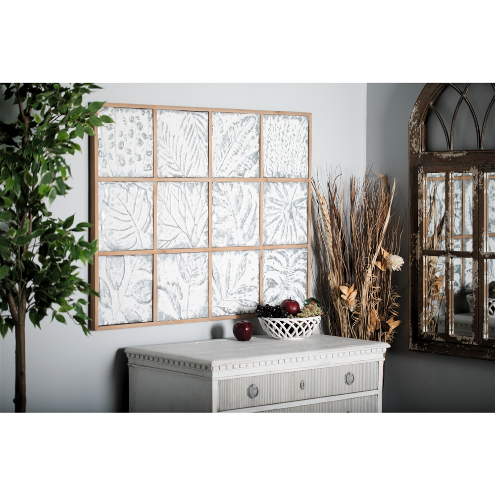 Grayson Lane Grey Wood Framed 32-in H X 43-in W Floral Metal Wall Panel 3 Grayson Lane Grey Wood Framed 32-in H X 43-in W Floral Metal Wall Panel - Image 3