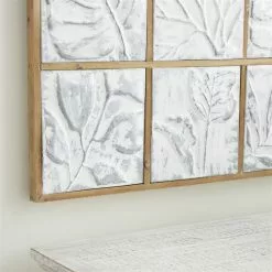 Grayson Lane Grey Wood Framed 32-in H X 43-in W Floral Metal Wall Panel
