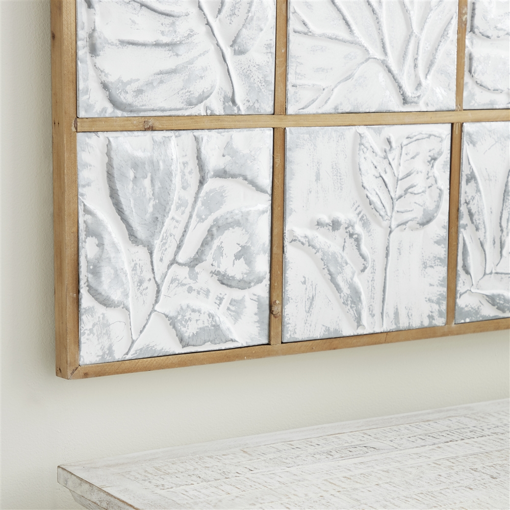 Grayson Lane Grey Wood Framed 32-in H X 43-in W Floral Metal Wall Panel 1 Grayson Lane Grey Wood Framed 32-in H X 43-in W Floral Metal Wall Panel