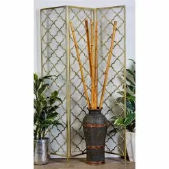 Grayson Lane 3-Panel Gold Metal Folding Modern Style Room Divider