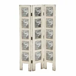 Grayson Lane 3-Panel White Mirrored Folding Farmhouse Style Room Divider -GRAYSON LANE SHOP 330902090 MainImage 001