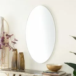 Grayson Lane 40-in L X 24-in W Contemporary Oval White Framed Wall Mirror