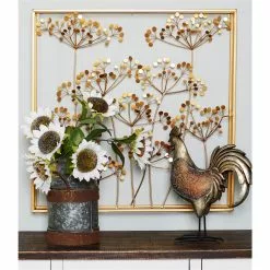 Grayson Lane 28-in X 28-in Gold Metal Modern Floral Wall Decor
