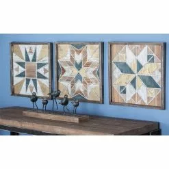 Grayson Lane 15-in X 15-in Brown Wooden Farmhouse Abstract Wall Decor - Set Of 3