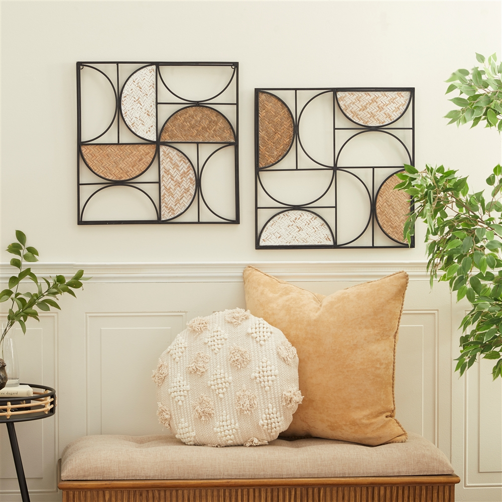 Grayson Lane 20-in X 20-in Brown Metal Contemporary Wall Decor - Set Of 2 1 Grayson Lane 20-in X 20-in Brown Metal Contemporary Wall Decor - Set Of 2