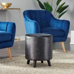 Grayson Lane Modern Black Polyester/Wood Round Ottoman 9 Grayson Lane Modern Black Polyester/Wood Round Ottoman -GRAYSON LANE SHOP 330940712 AlternateImage1