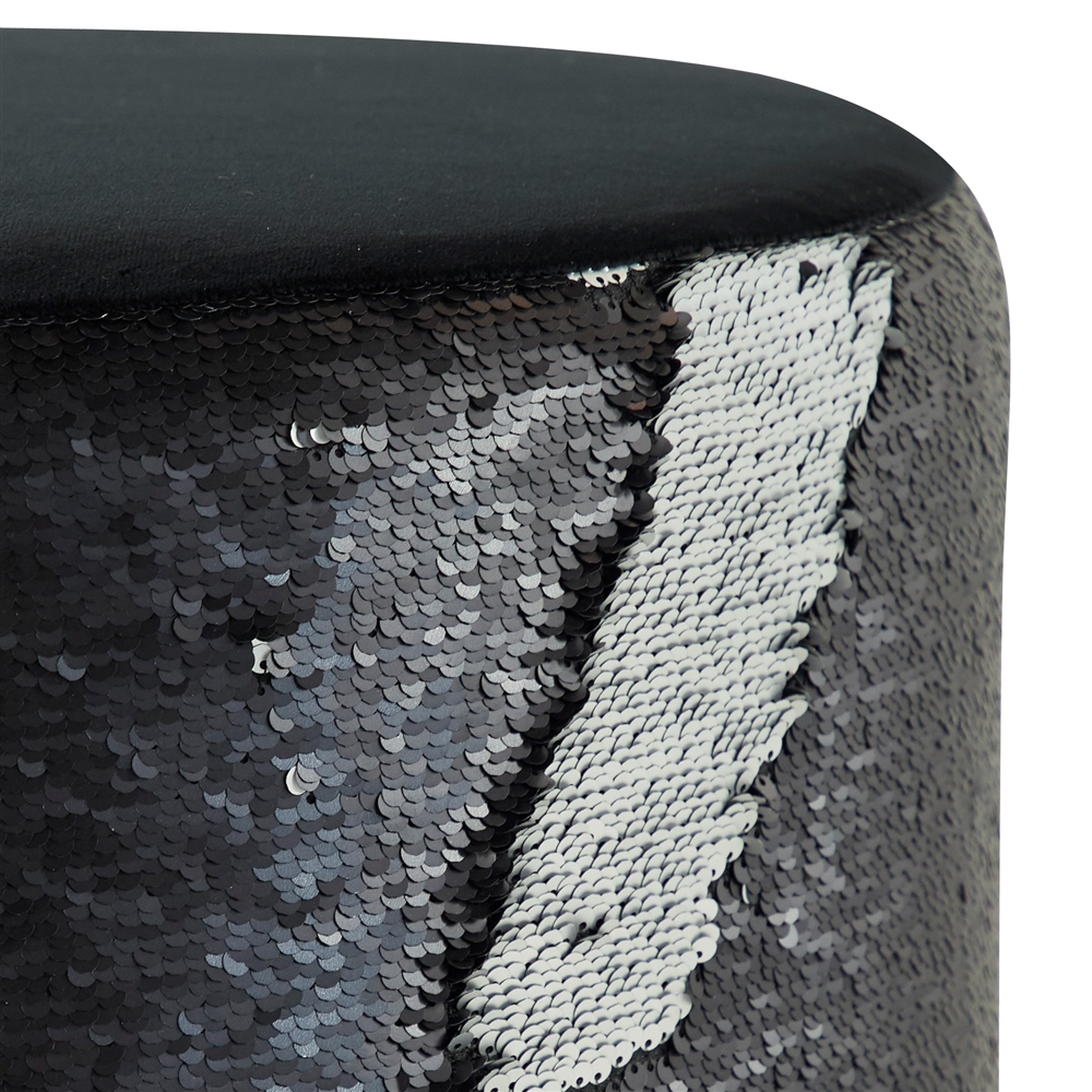 Grayson Lane Modern Black Polyester/Wood Round Ottoman 3 Grayson Lane Modern Black Polyester/Wood Round Ottoman - Image 3