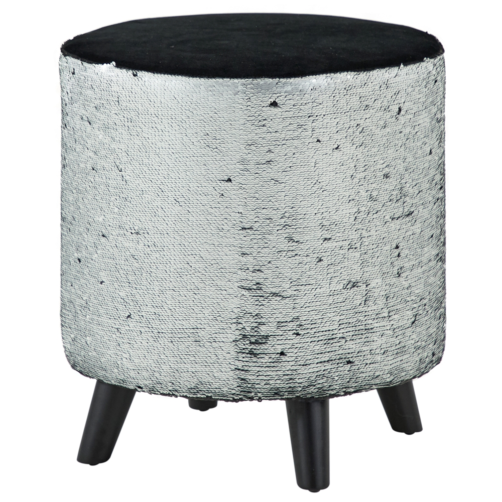 Grayson Lane Modern Black Polyester/Wood Round Ottoman 6 Grayson Lane Modern Black Polyester/Wood Round Ottoman - Image 6