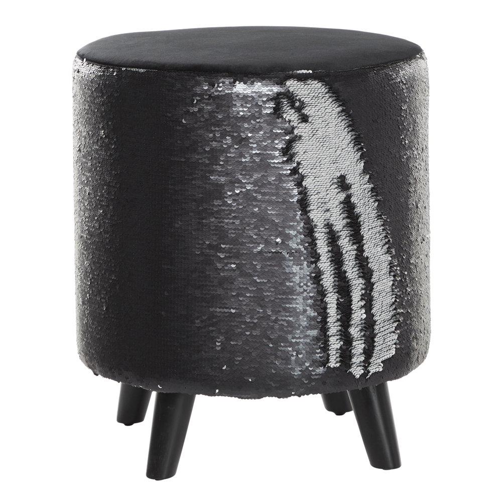 Grayson Lane Modern Black Polyester/Wood Round Ottoman 5 Grayson Lane Modern Black Polyester/Wood Round Ottoman - Image 5