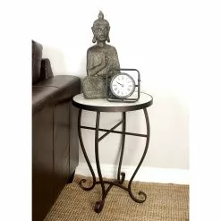 Grayson Lane 23-in X 16-in Cream Granite/Marble Round Accent Table