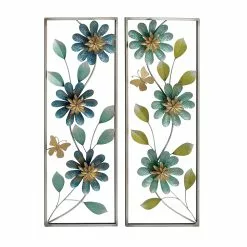 Grayson Lane 12-in X 35-in Green MetalTraditional Floral Wall Decor - Set Of 2