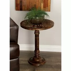 Grayson Lane 21-in X 17-in Brown Wood Round Accent Table -GRAYSON LANE SHOP 330940782 AlternateImage2