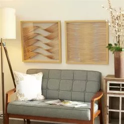 Grayson Lane 20-in X 20-in Brown Wood Framed Coastal Style Abstract Wall Art - Set Of 2