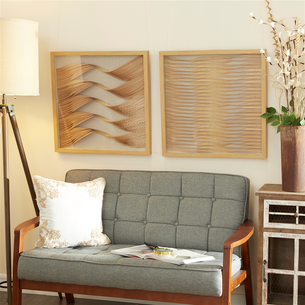 Grayson Lane 20-in X 20-in Brown Wood Framed Coastal Style Abstract Wall Art - Set Of 2 1 Grayson Lane 20-in X 20-in Brown Wood Framed Coastal Style Abstract Wall Art - Set Of 2