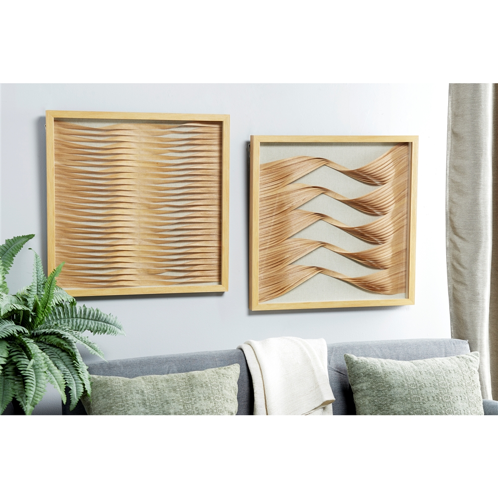 Grayson Lane 20-in X 20-in Brown Wood Framed Coastal Style Abstract Wall Art - Set Of 2 4 Grayson Lane 20-in X 20-in Brown Wood Framed Coastal Style Abstract Wall Art - Set Of 2 - Image 4