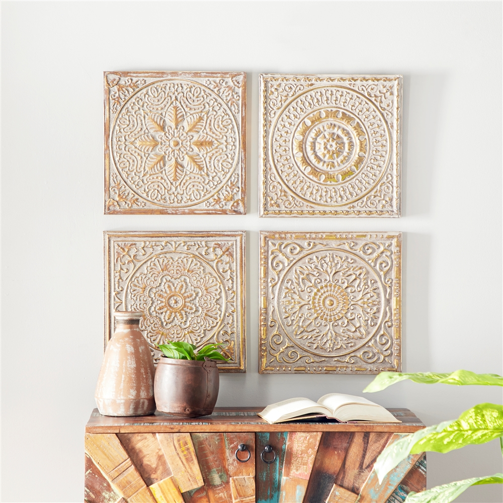 Grayson Lane 17-in X 17-in Gold Metal Eclectic Wall Decor - Set Of 4 5 Grayson Lane 17-in X 17-in Gold Metal Eclectic Wall Decor - Set Of 4 - Image 5