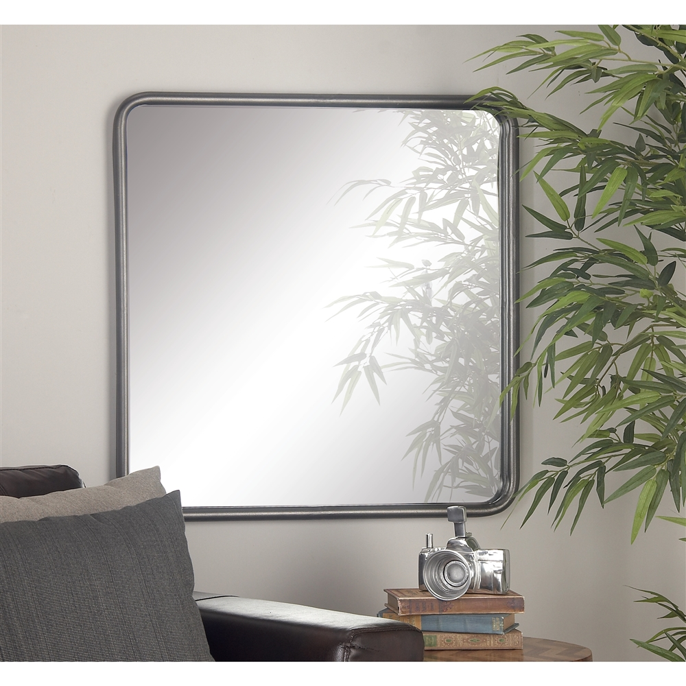 Grayson Lane 30-in X 30-in Square Grey Contemporary Framed Wall Mirror 2 Grayson Lane 30-in X 30-in Square Grey Contemporary Framed Wall Mirror - Image 2