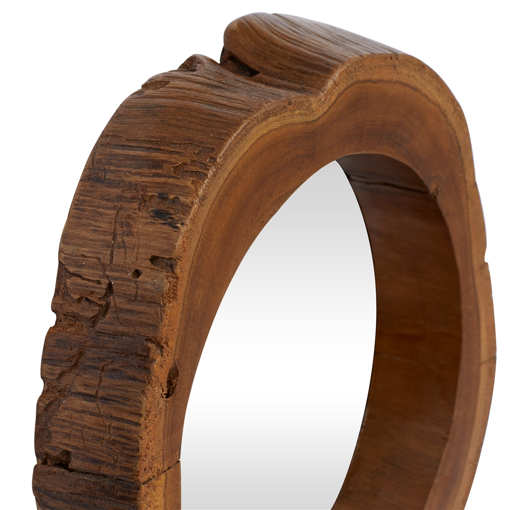 Grayson Lane 13-in X 13-in Round Brown Rustic Framed Wall Mirror - Set Of 4 4 Grayson Lane 13-in X 13-in Round Brown Rustic Framed Wall Mirror - Set Of 4 - Image 4