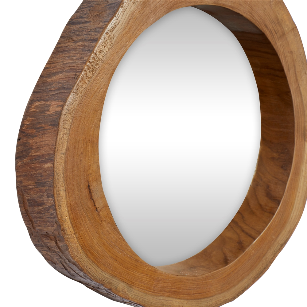 Grayson Lane 13-in X 13-in Round Brown Rustic Framed Wall Mirror - Set Of 4 2 Grayson Lane 13-in X 13-in Round Brown Rustic Framed Wall Mirror - Set Of 4 - Image 2