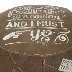 Grayson Lane Rustic Brown Canvas And Leather Round Ottoman -GRAYSON LANE SHOP 330940838 AlternateImage3
