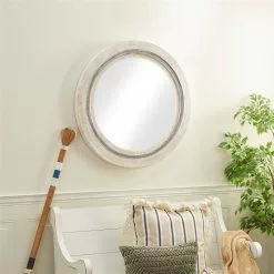 Grayson Lane 34-in X 34-in Round White Farmhouse Framed Wall Mirror -GRAYSON LANE SHOP 330940847 AlternateImage1
