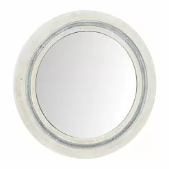 Grayson Lane 34-in X 34-in Round White Farmhouse Framed Wall Mirror