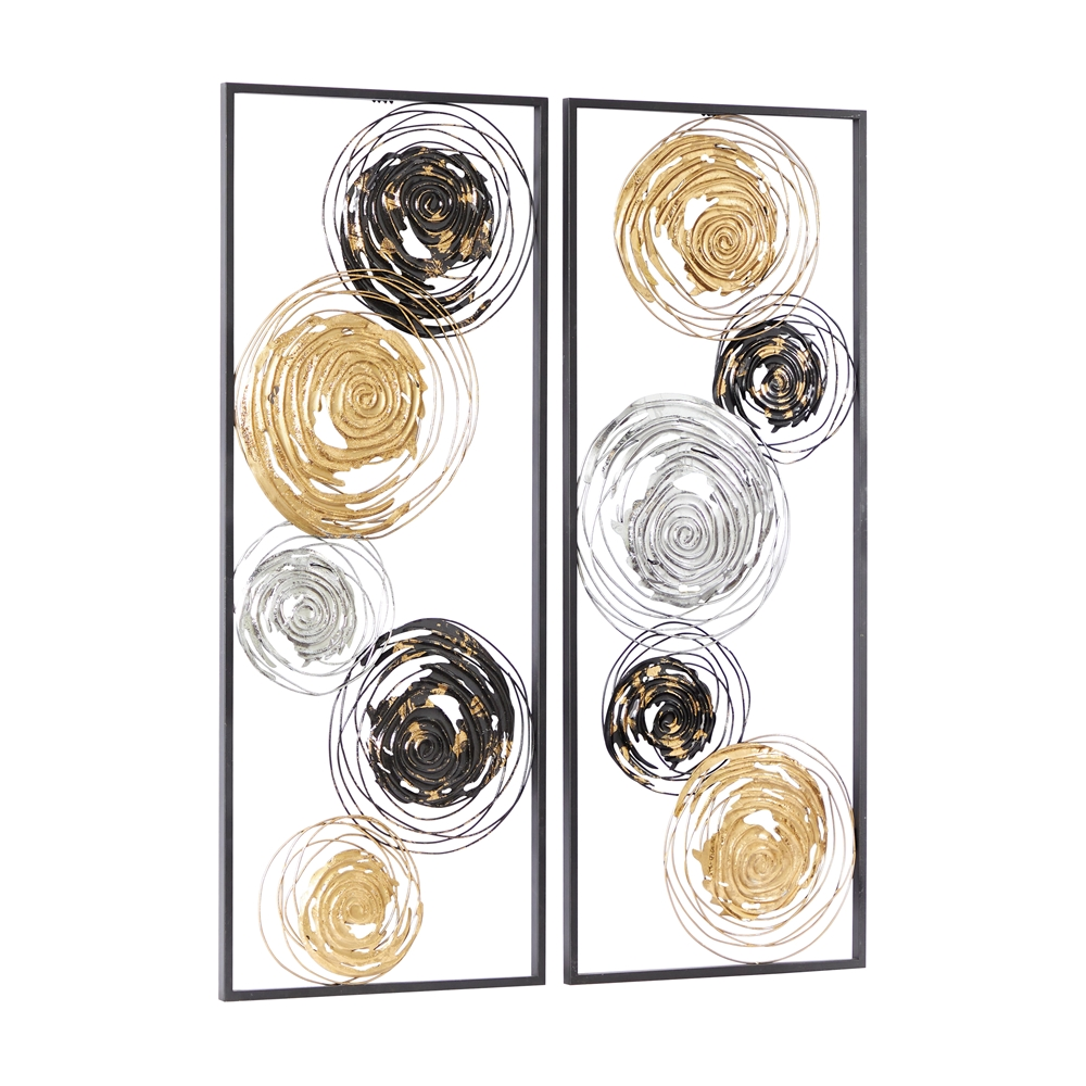 Grayson Lane 14-in X 36-in Gold Metal Contemporary Wall Decor - Set Of 2 4 Grayson Lane 14-in X 36-in Gold Metal Contemporary Wall Decor - Set Of 2 - Image 4