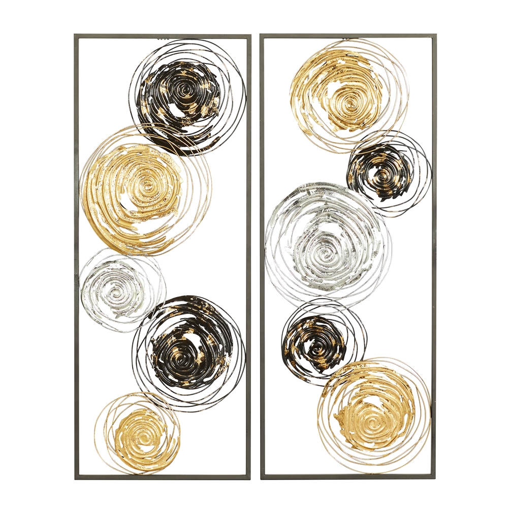 Grayson Lane 14-in X 36-in Gold Metal Contemporary Wall Decor - Set Of 2 2 Grayson Lane 14-in X 36-in Gold Metal Contemporary Wall Decor - Set Of 2 - Image 2