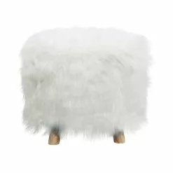 Grayson Lane Modern White Fabric Round Ottoman -GRAYSON LANE SHOP 330940859 AlternateImage5
