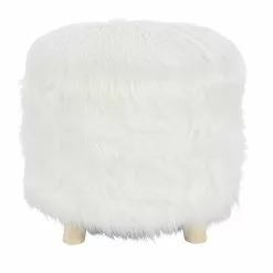Grayson Lane Modern White Fabric Round Ottoman -GRAYSON LANE SHOP 330940859 MainImage 001