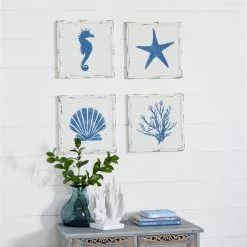 Grayson Lane 12-in X 12-in White Metal Coastal Wall Decor - Set Of 4