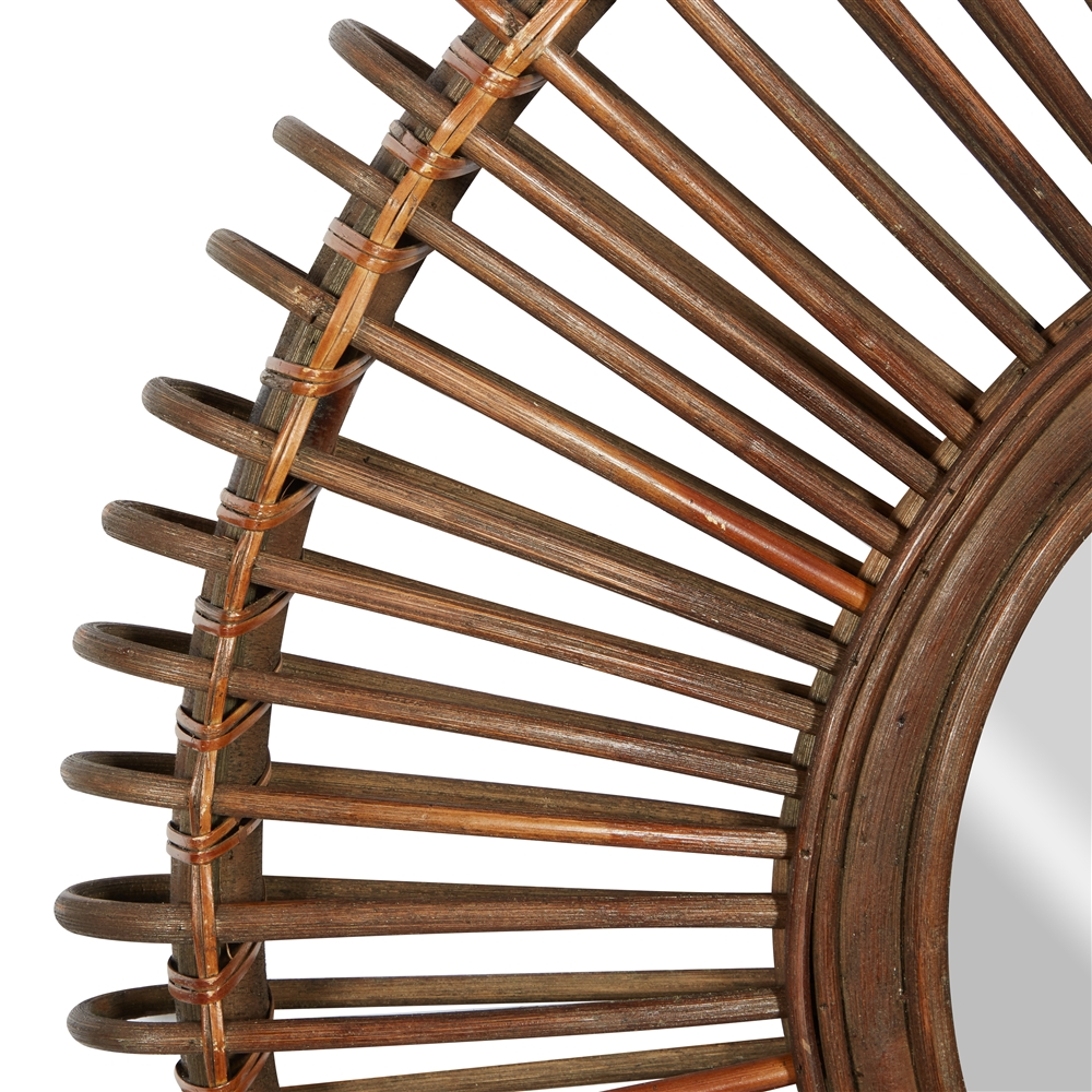 Grayson Lane 30-in X 30-in Round Brown Boho Framed Wall Mirror 5 Grayson Lane 30-in X 30-in Round Brown Boho Framed Wall Mirror - Image 5